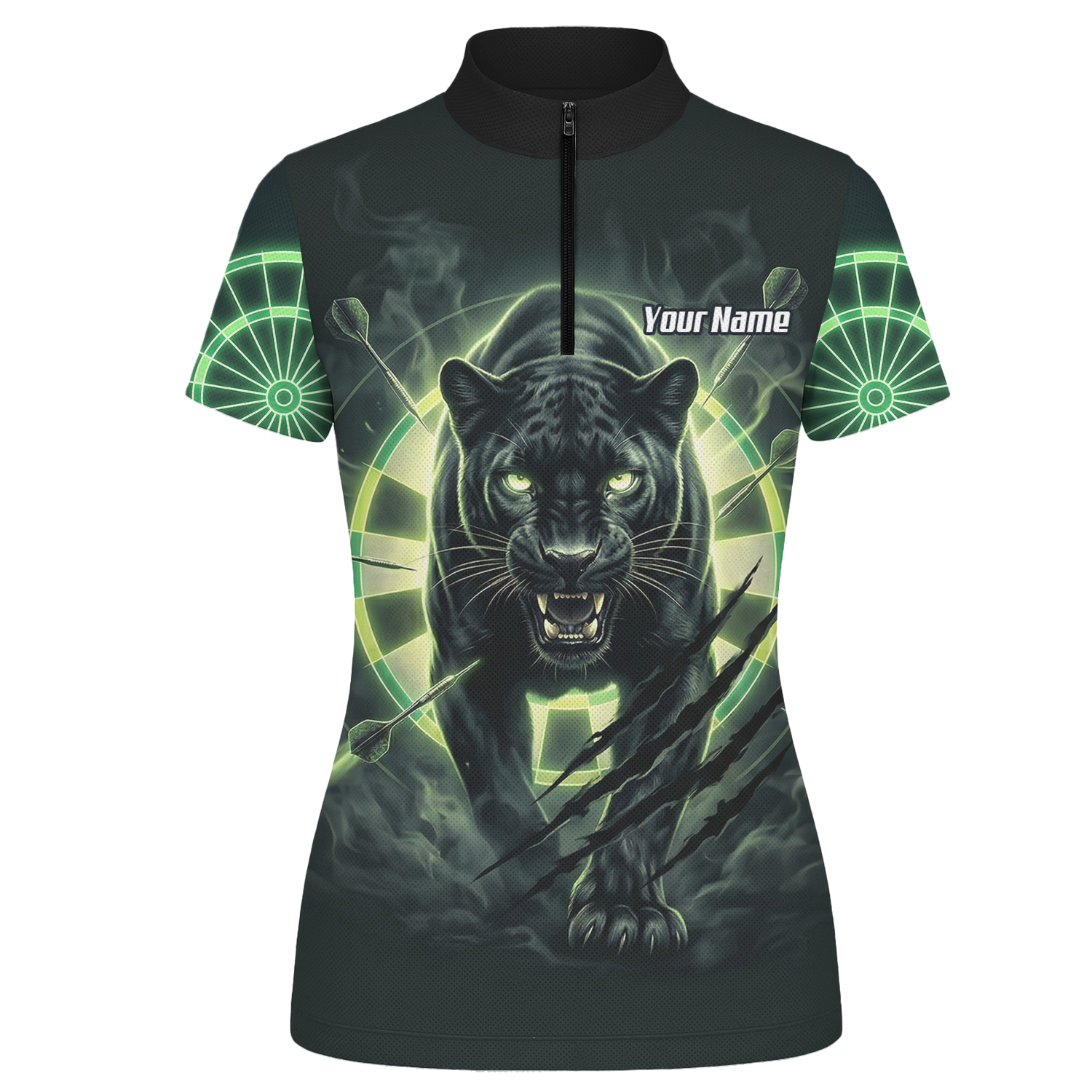 Personalised Black Panther Dart Jersey For Women Custom Neon Green Polo Shirt F5579
