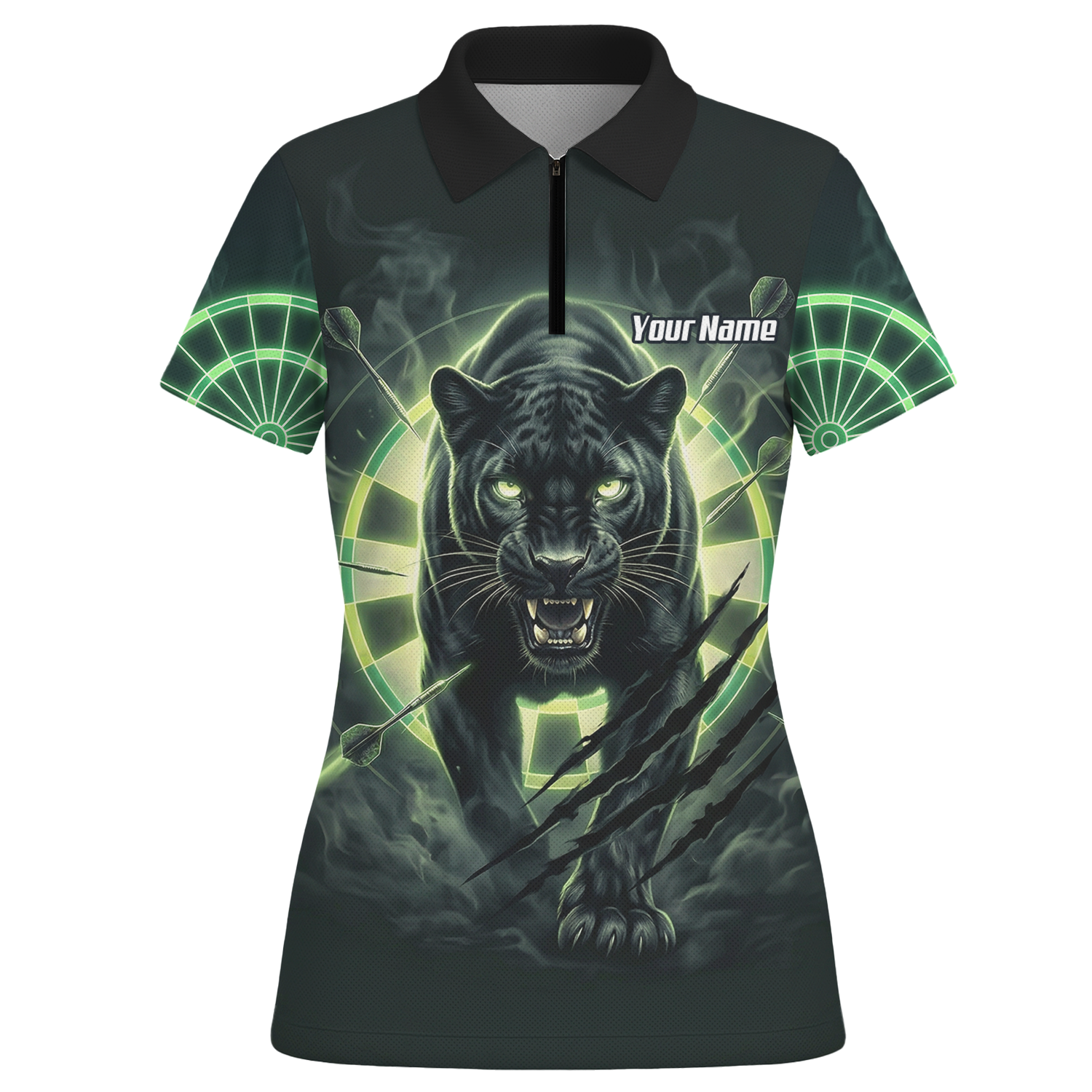 Personalised Black Panther Dart Jersey For Women Custom Neon Green Polo Shirt F5579