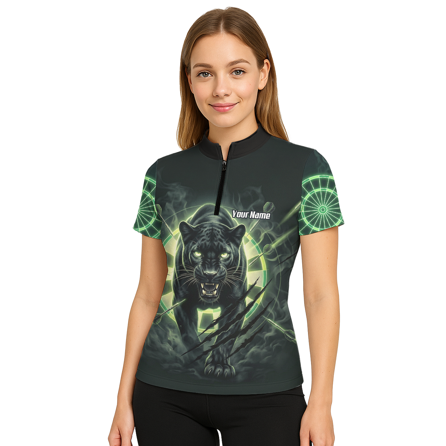 Personalised Black Panther Dart Jersey For Women Custom Neon Green Polo Shirt F5579
