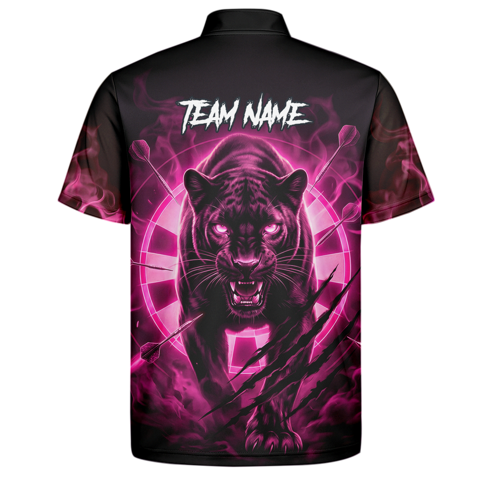 Personalised Black Panther Dart Jersey Polo and Zipper Neon Pink For Men F5579p
