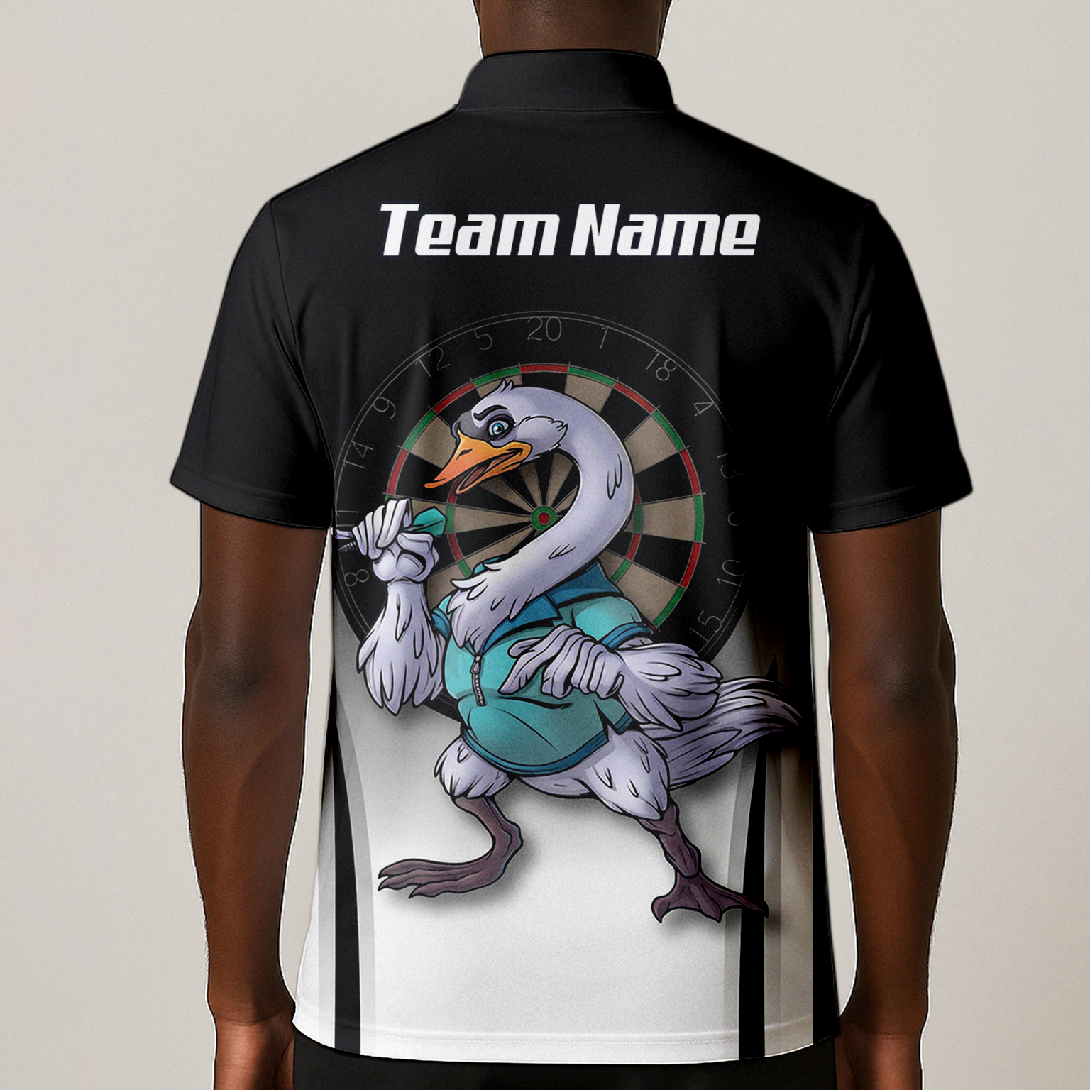 Personalised Swan Dart Jersey Polo and Zipper Black White Gradient For Men F9316