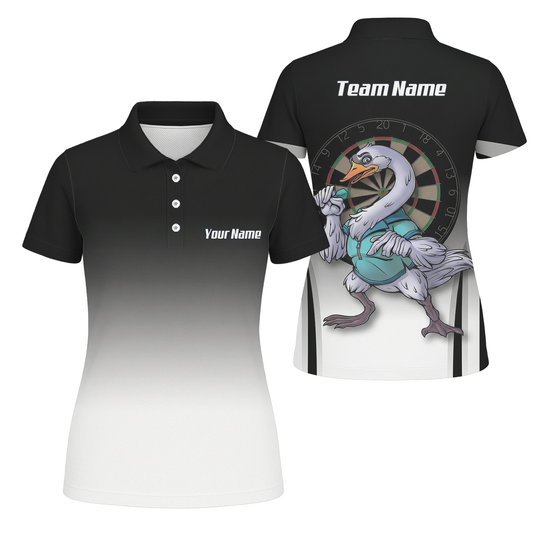 Personalised Swan Dart Jersey Polo and Zipper Black White Gradient For Women F9316 - Polo Yes