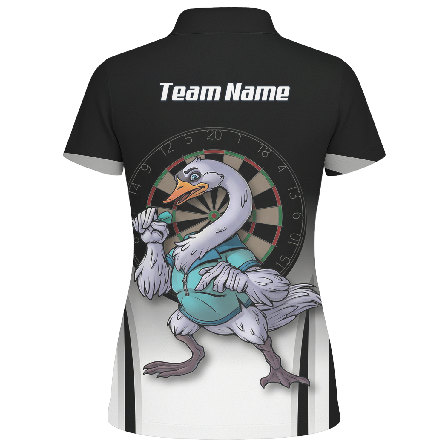 Personalised Swan Dart Jersey Polo and Zipper Black White Gradient For Women F9316