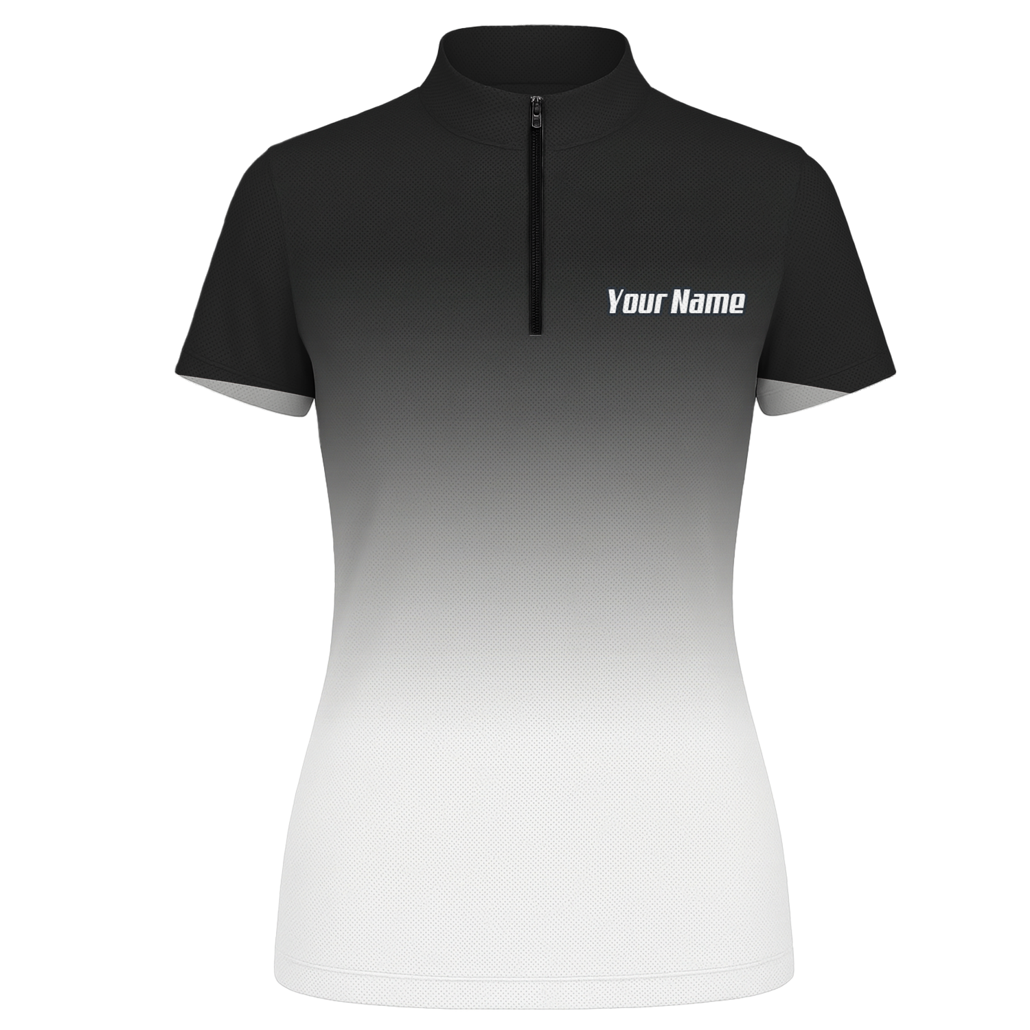 Personalised Swan Dart Jersey Polo and Zipper Black White Gradient For Women F9316 - Zipper Yes