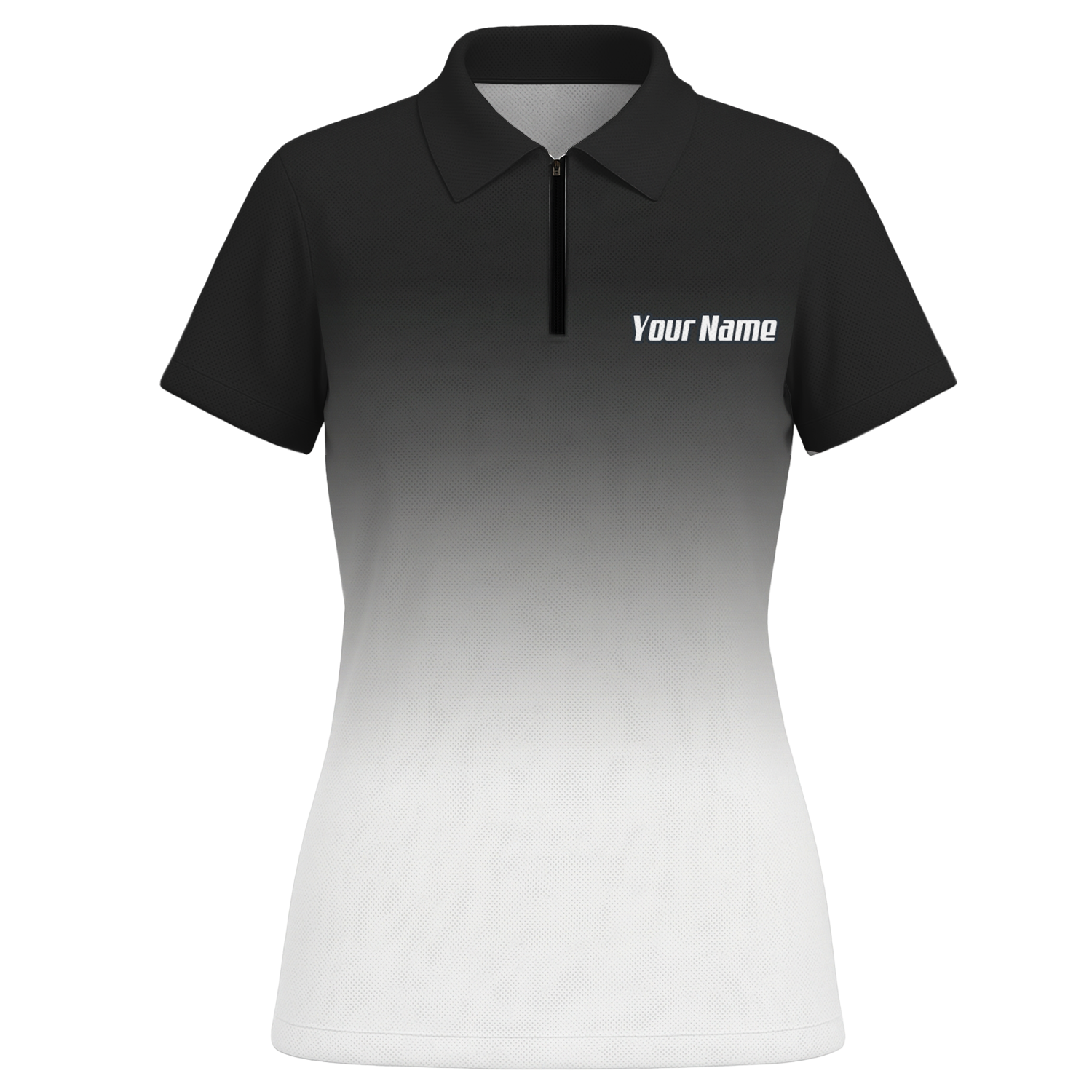 Personalised Swan Dart Jersey Polo and Zipper Black White Gradient For Women F9316 - Polo -w Zipper Yes