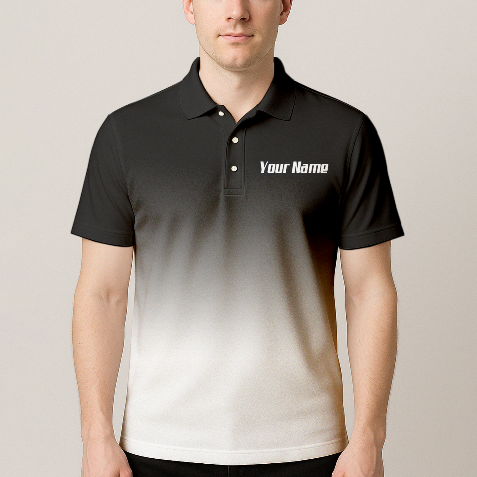 Personalised Swan Dart Jersey Polo and Zipper Black White Gradient For Men F9316