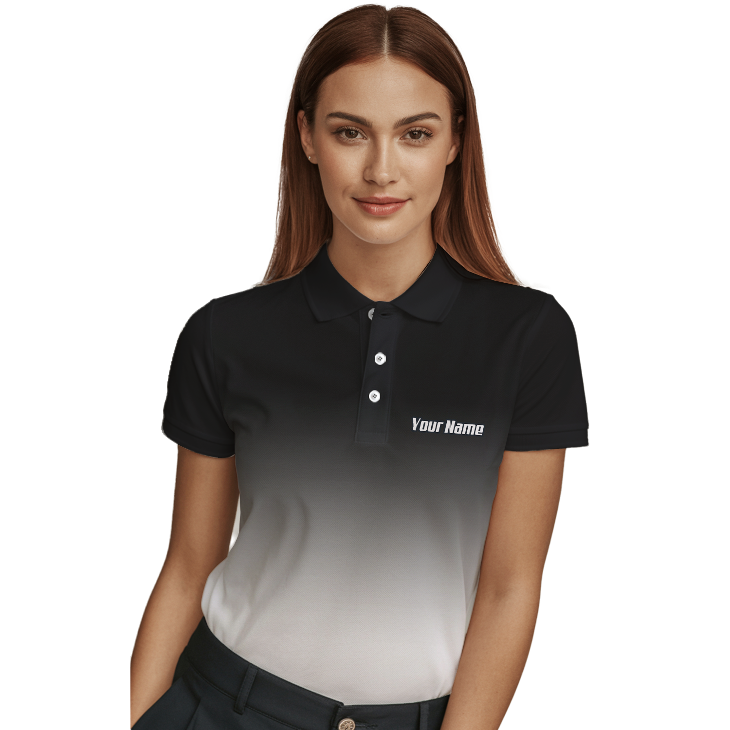 Personalised Swan Dart Jersey Polo and Zipper Black White Gradient For Women F9316