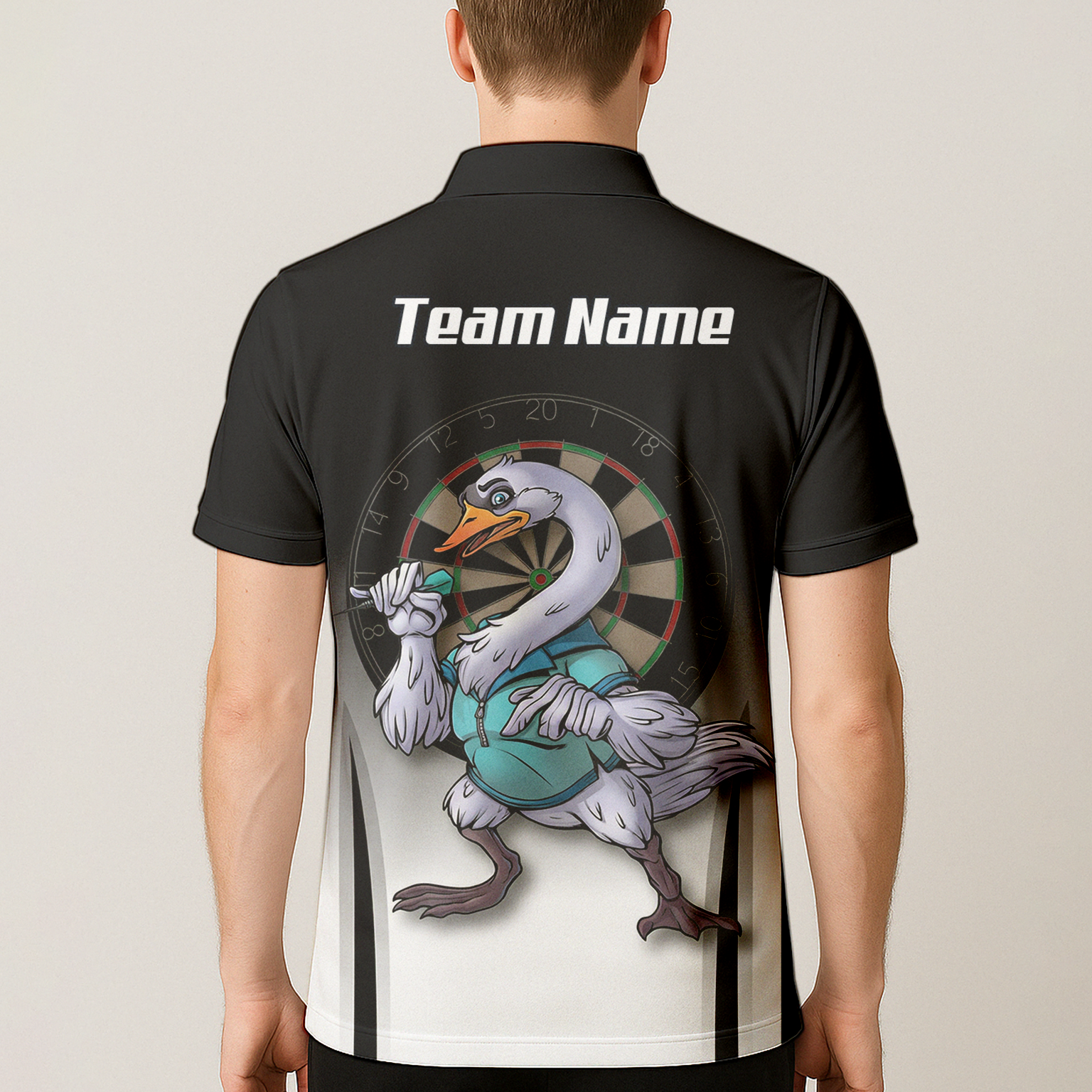 Personalised Swan Dart Jersey Polo and Zipper Black White Gradient For Men F9316