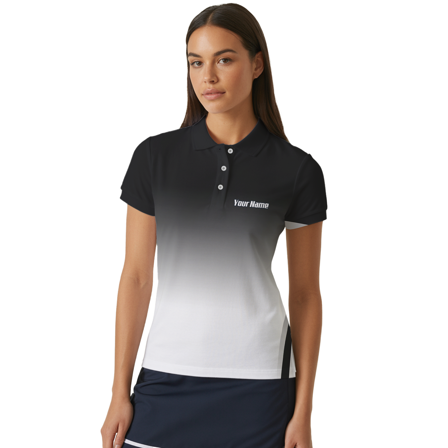 Personalised Swan Dart Jersey Polo and Zipper Black White Gradient For Women F9316