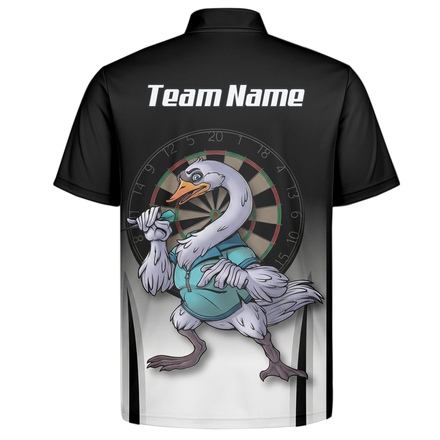 Personalised Swan Dart Jersey Polo and Zipper Black White Gradient For Men F9316