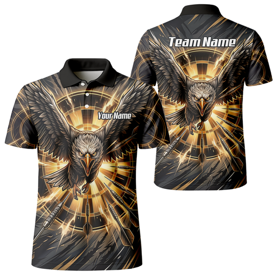 Personalised Eagle Dart Jersey for Men Custom Name and Team Dartboard Polo Shirt Black Gold G2102