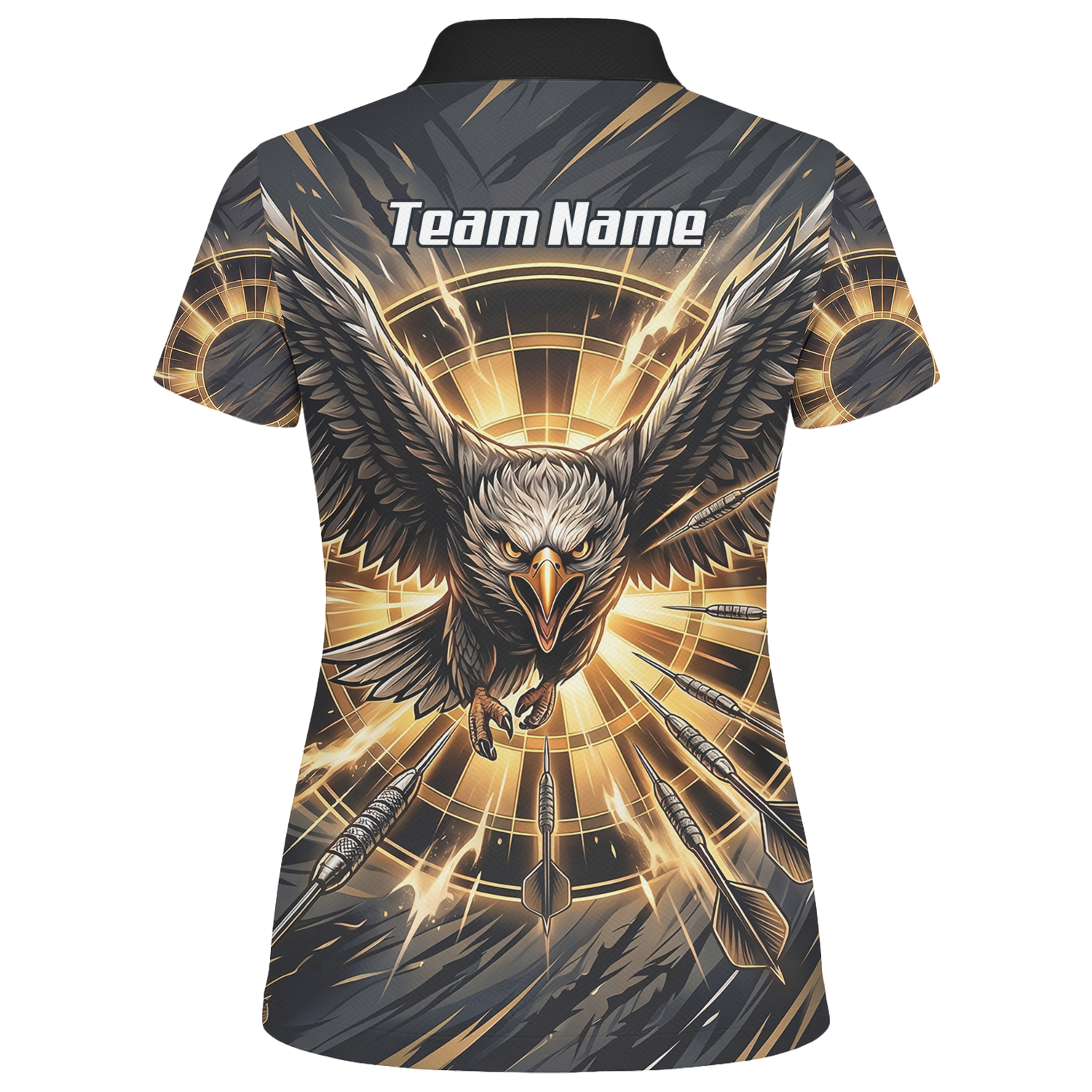 Personalised Eagle Dart Jersey for Women Custom Name and Team Dartboard Polo Shirt Black Gold G2102