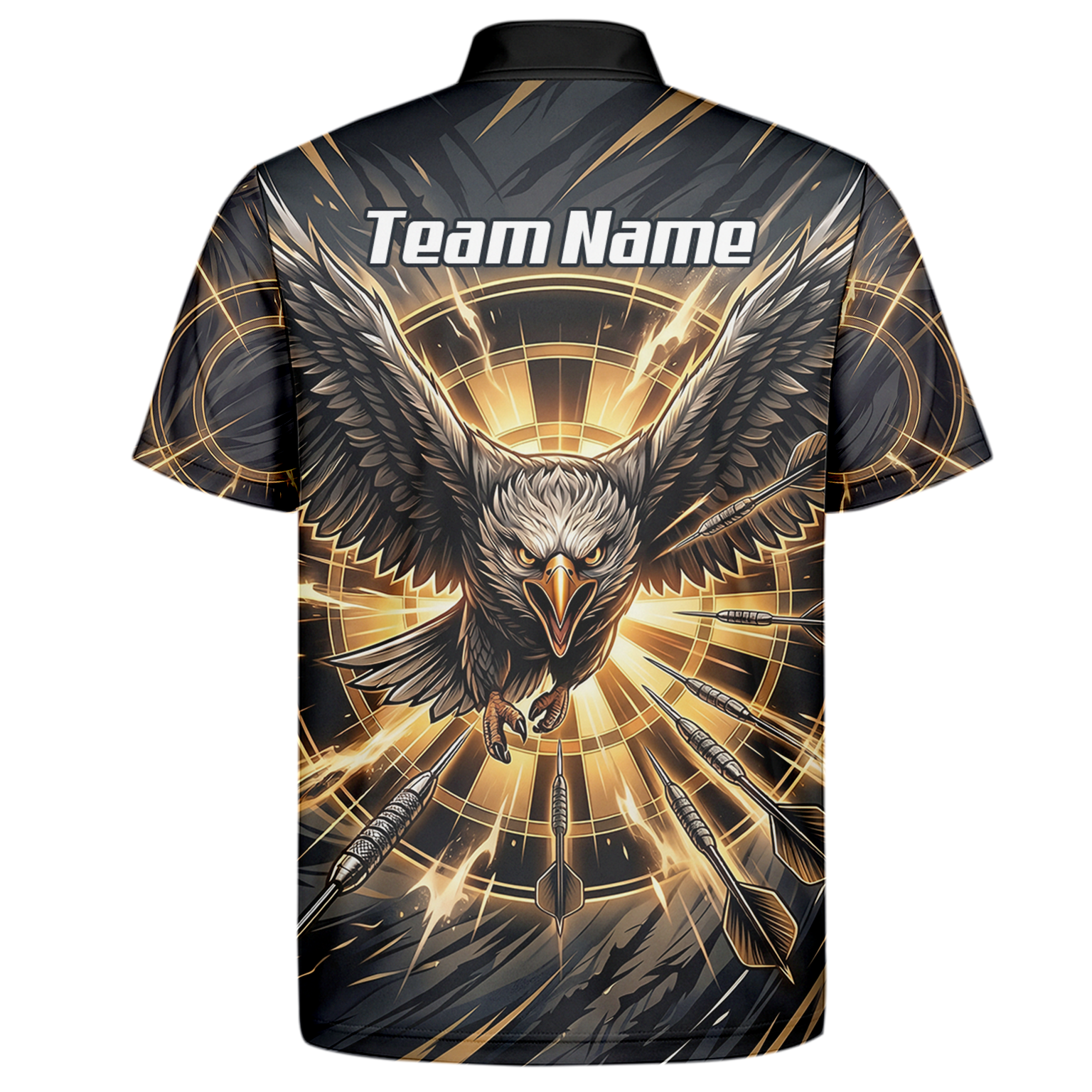 Personalised Eagle Dart Jersey for Men Custom Name and Team Dartboard Polo Shirt Black Gold G2102