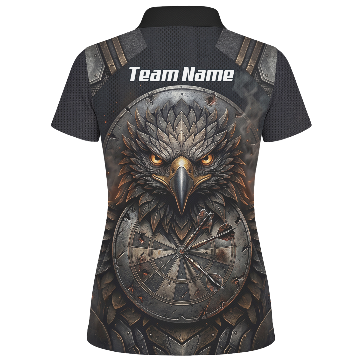 Personalised Women's Eagle Shield Dart Jersey Custom Name Team Polo Shirt Black Bronze G4208