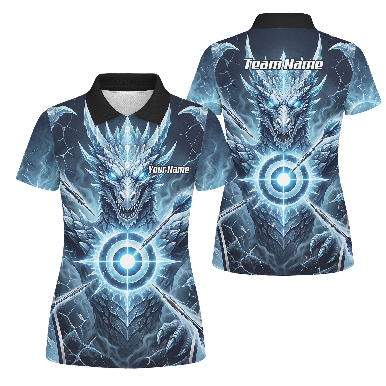 Personalised Ice Dragon Dart Jersey for Women Custom Blue Frost Dart Shirt Polo G6897