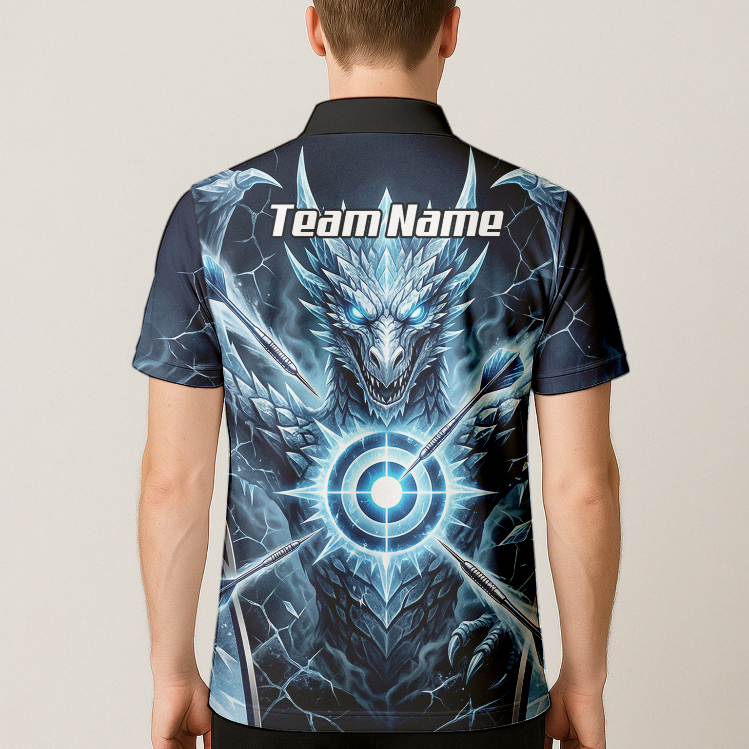 Personalised Ice Dragon Dart Jersey for Men Custom Blue Frost Dart Shirt Polo G6897