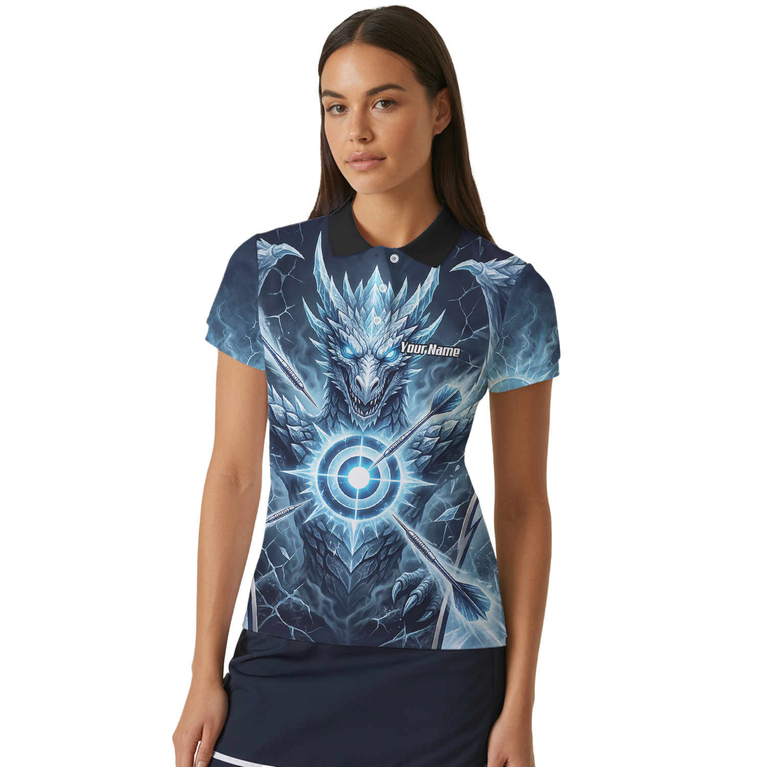 Personalised Ice Dragon Dart Jersey for Women Custom Blue Frost Dart Shirt Polo G6897