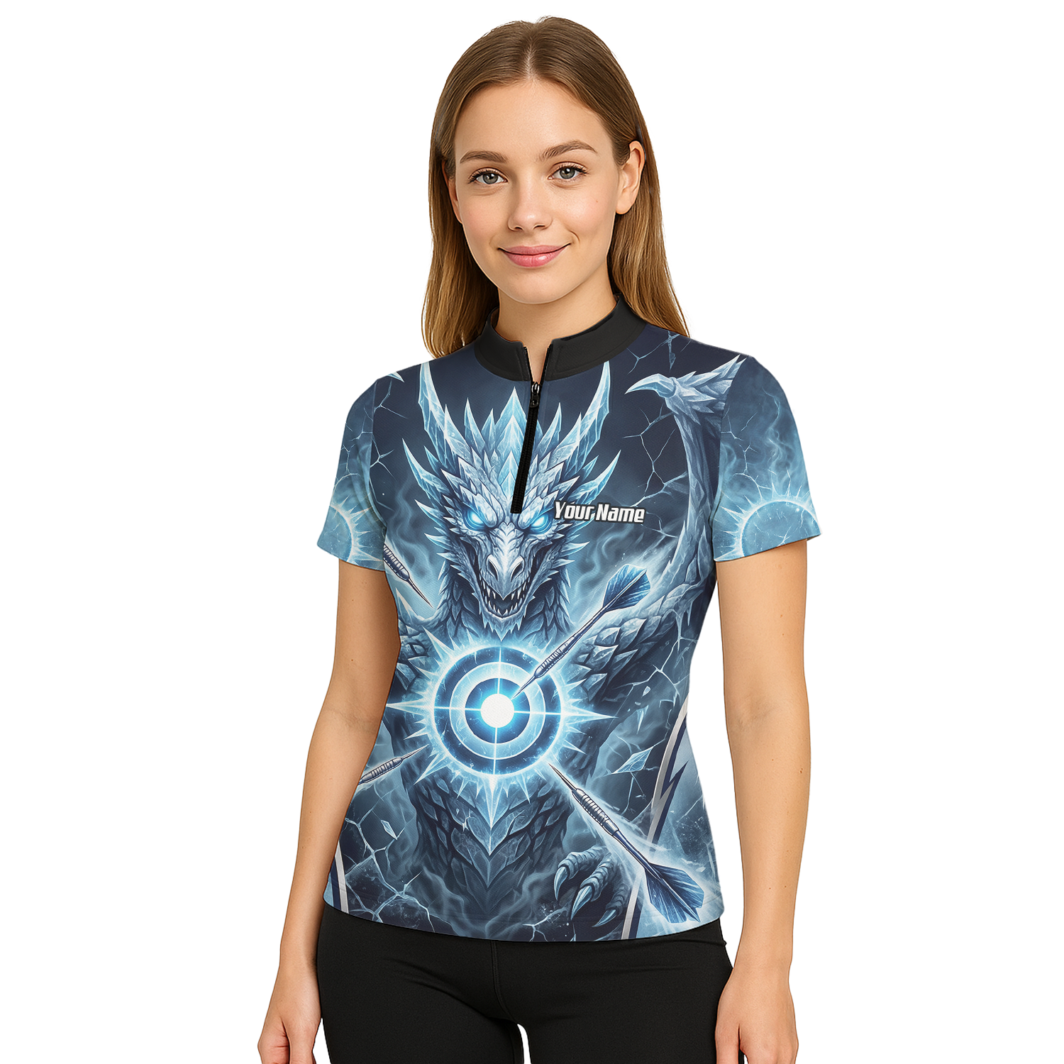 Personalised Ice Dragon Dart Jersey for Women Custom Blue Frost Dart Shirt Polo G6897