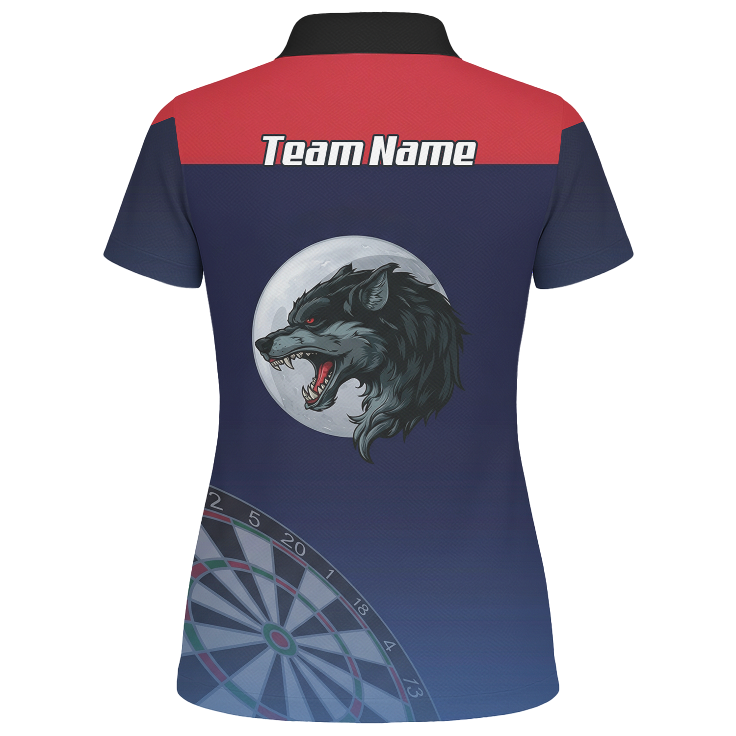 Personalised Wolf Moon Dart Jersey Polo and Zipper Navy Red For Women G7201