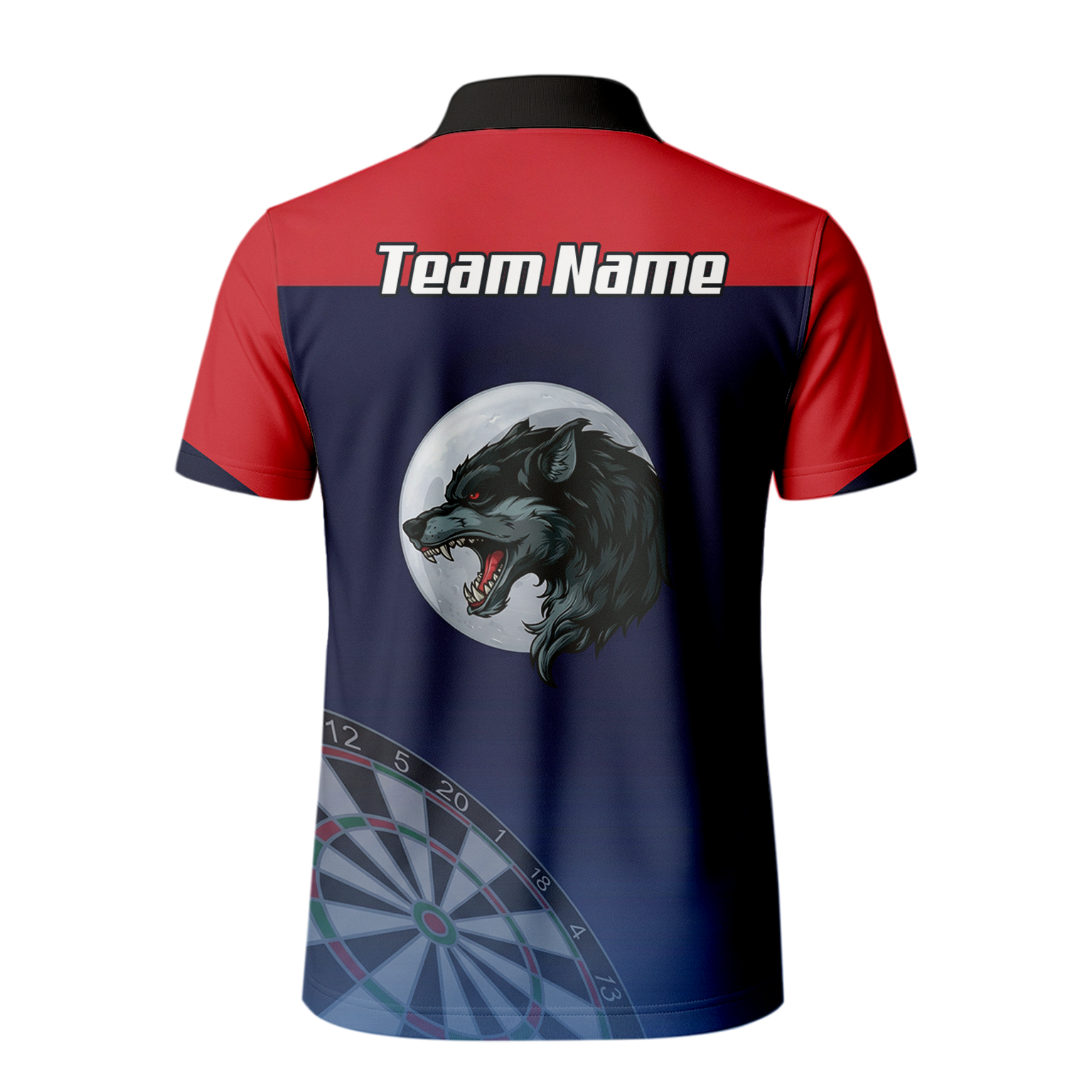 Personalised Wolf Moon Dart Jersey Polo and Zipper Navy Red For Men G7201