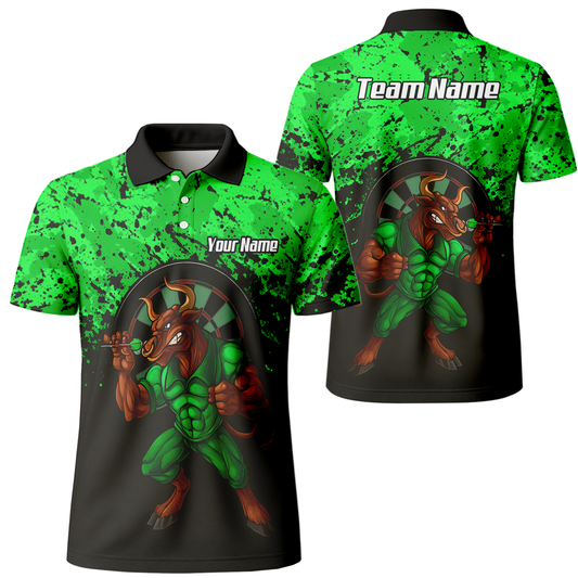 Personalised Raging Bull Dart Jersey Polo and Zipper Green Black For Men GR5112