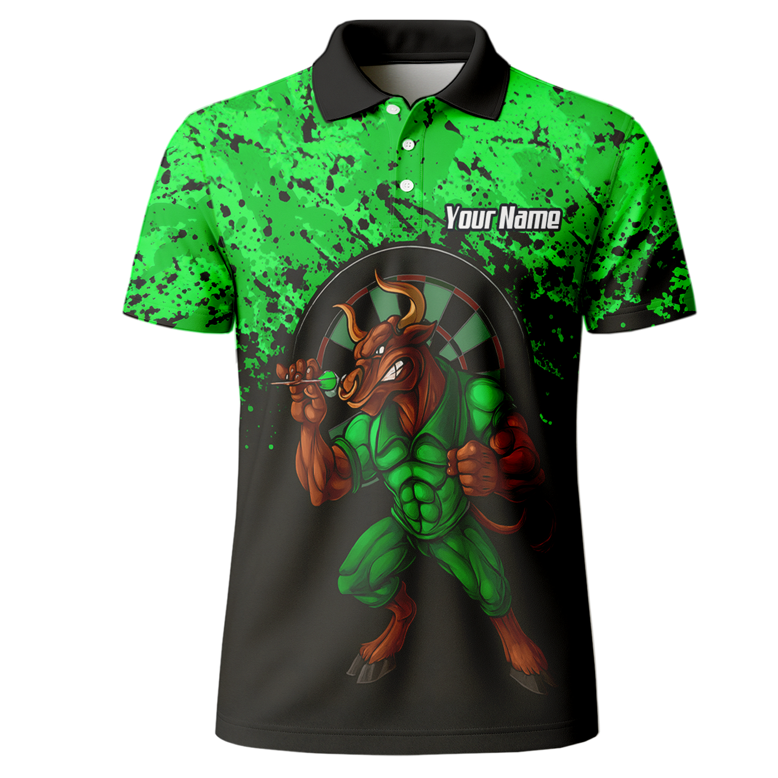 Personalised Raging Bull Dart Jersey Polo and Zipper Green Black For Men GR5112