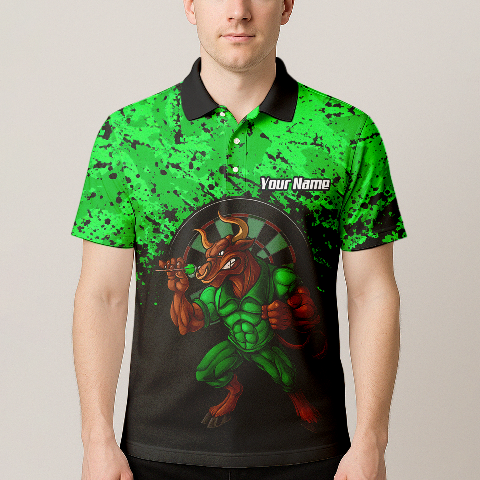 Personalised Raging Bull Dart Jersey Polo and Zipper Green Black For Men GR5112