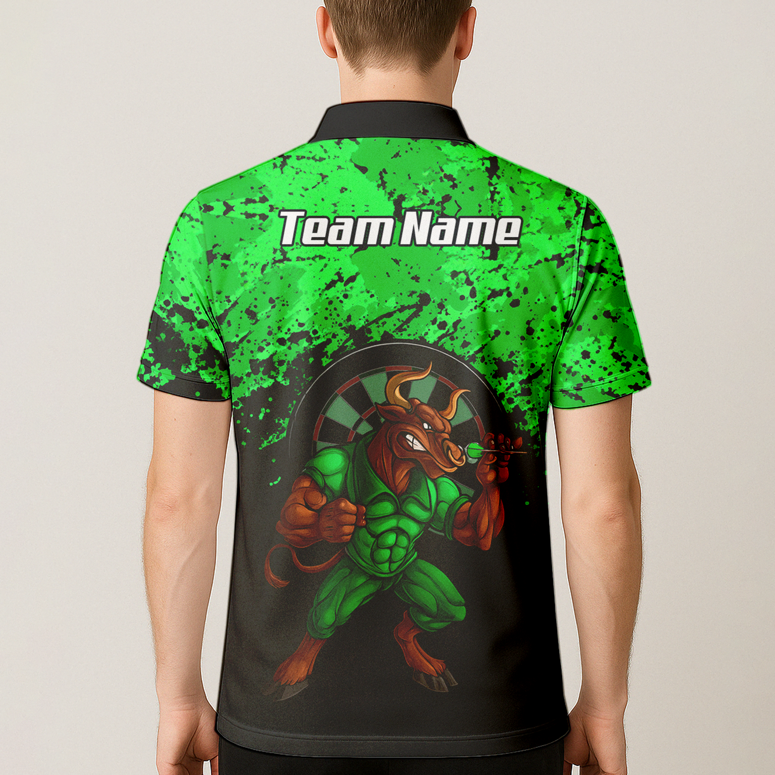 Personalised Raging Bull Dart Jersey Polo and Zipper Green Black For Men GR5112