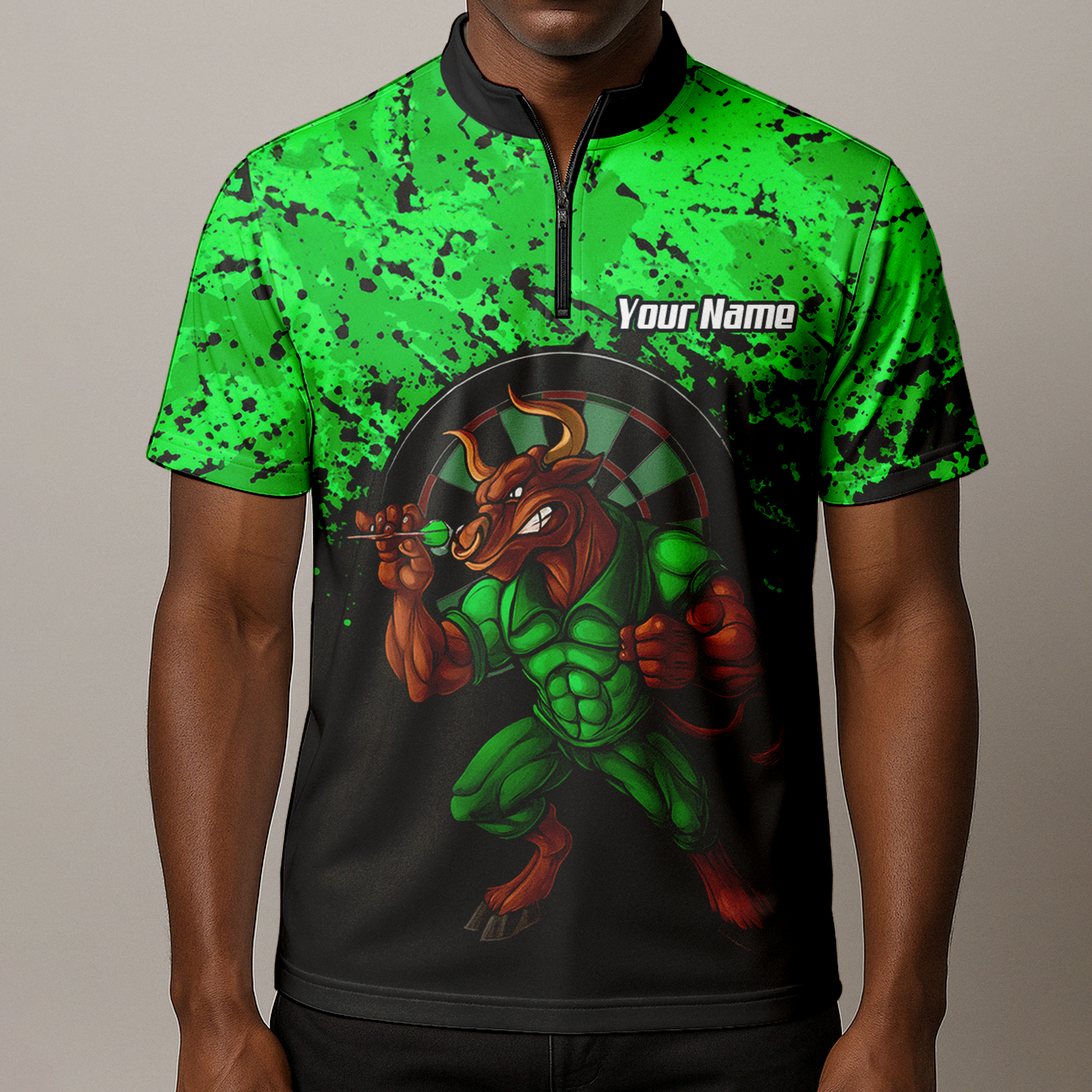 Personalised Raging Bull Dart Jersey Polo and Zipper Green Black For Men GR5112