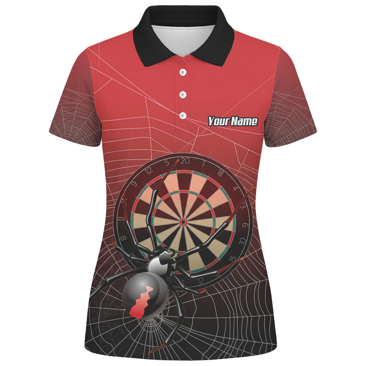 Personalised Spider Web Dart Jersey Polo and Zipper Red Black For Women H0652