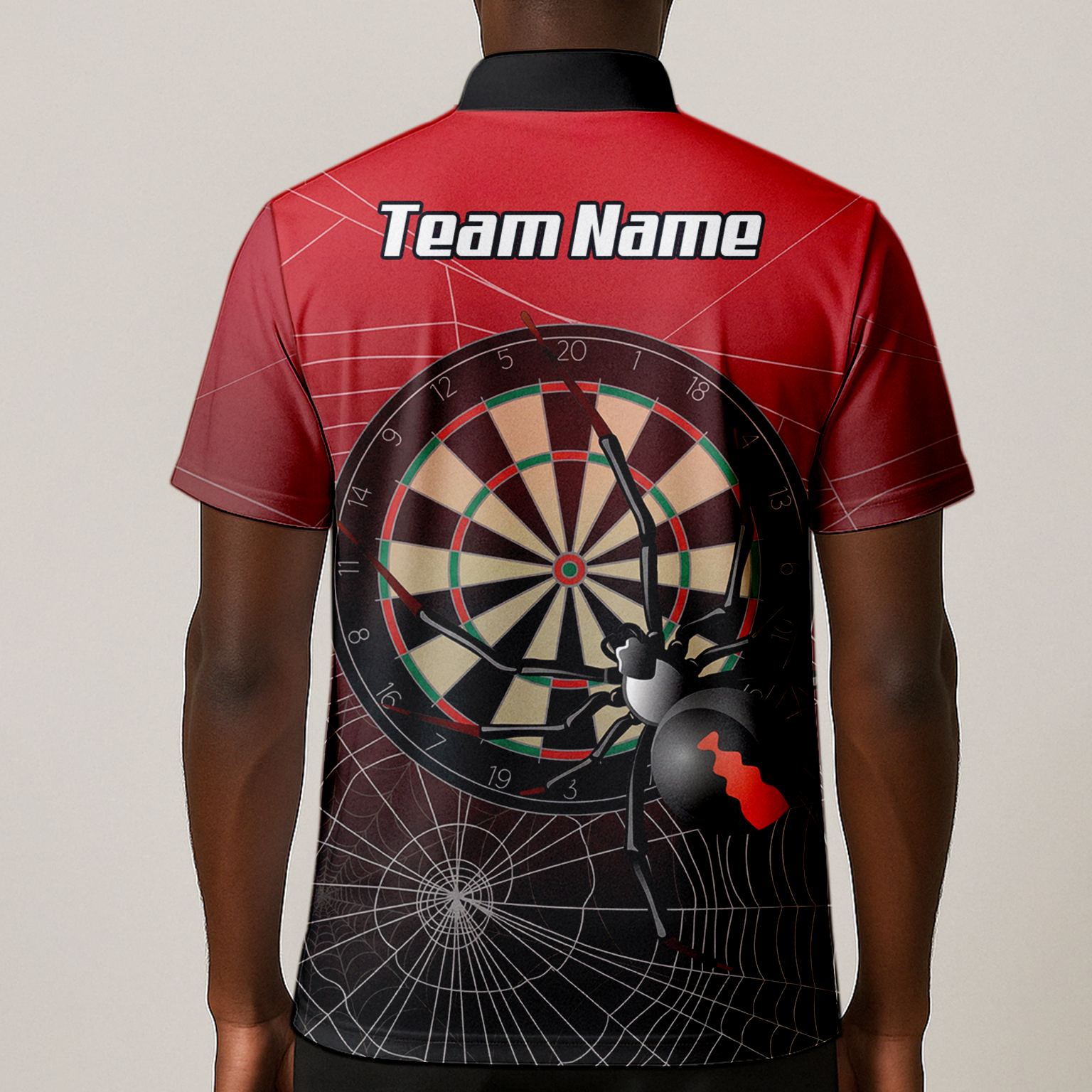 Personalised Spider Web Dart Jersey Polo and Zipper Red Black For Men H0652