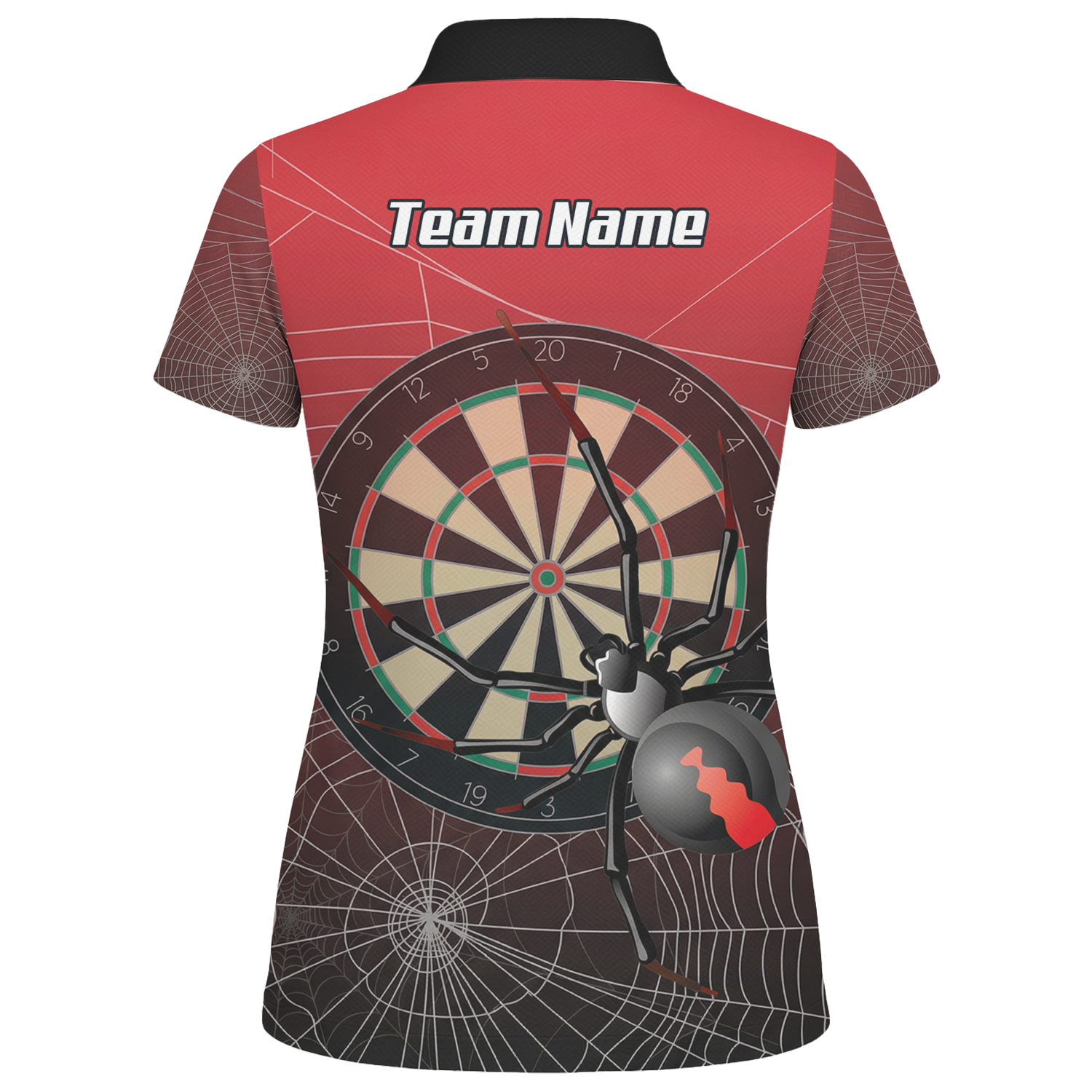 Personalised Spider Web Dart Jersey Polo and Zipper Red Black For Women H0652