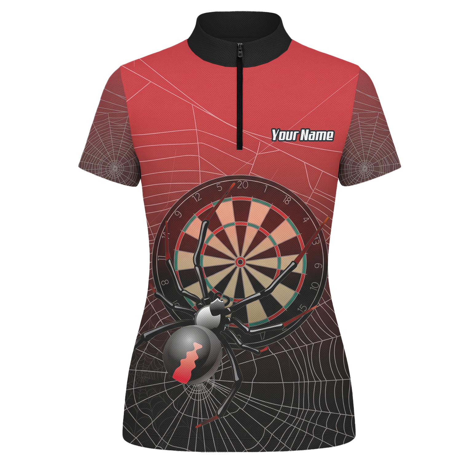 Personalised Spider Web Dart Jersey Polo and Zipper Red Black For Women H0652 - Zipper Yes