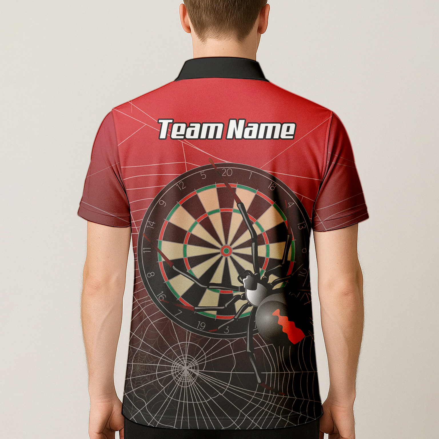 Personalised Spider Web Dart Jersey Polo and Zipper Red Black For Men H0652