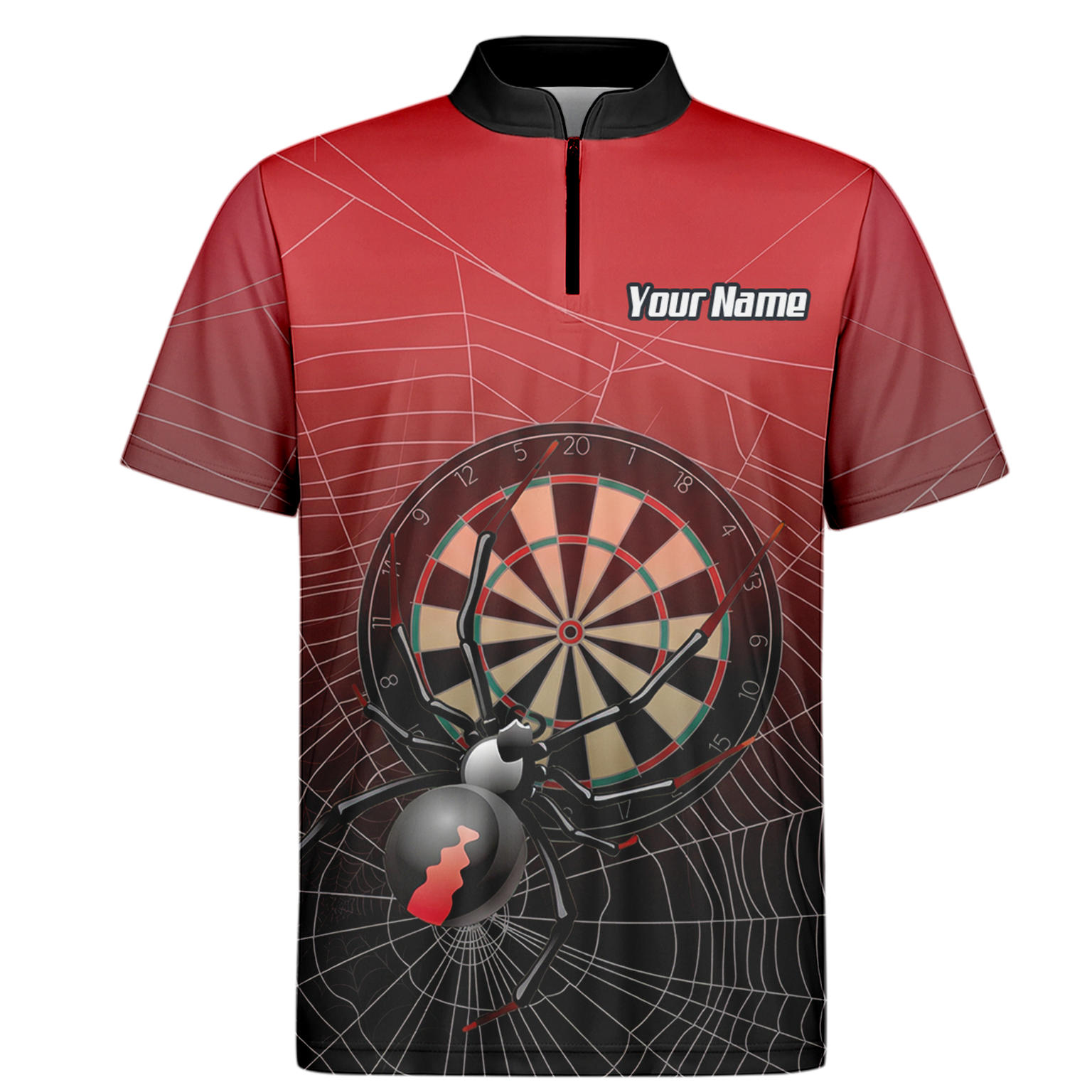 Personalised Spider Web Dart Jersey Polo and Zipper Red Black For Men H0652