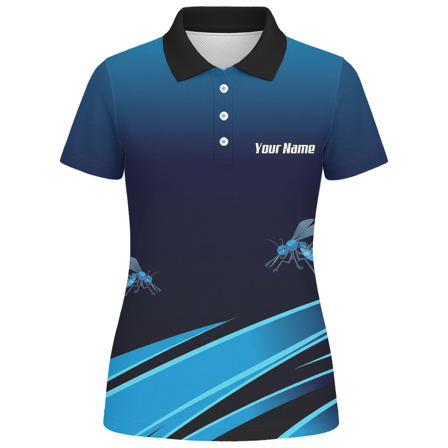 Personalised Wasp Hornet Dart Jersey Polo and Zipper Blue Black For Women H2250