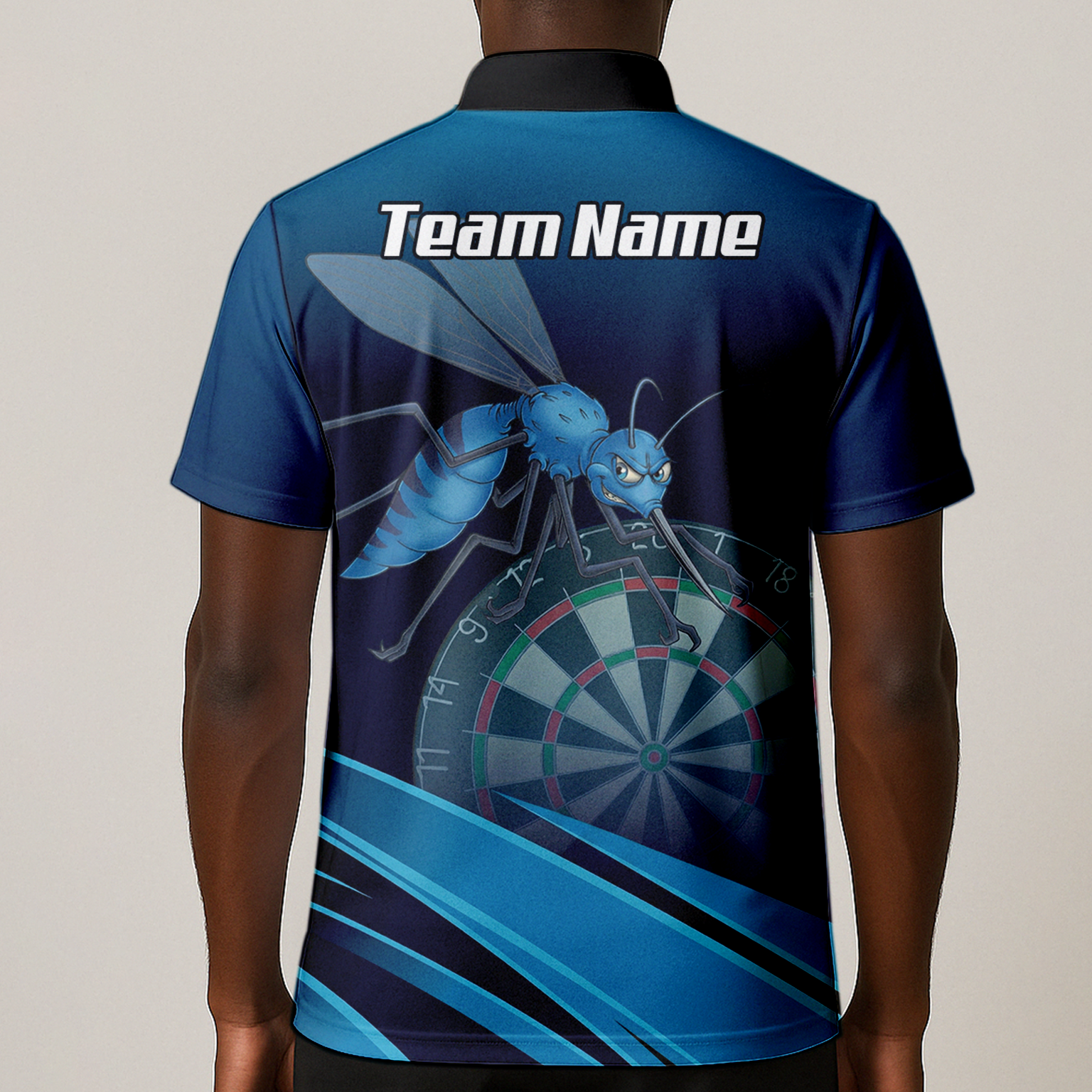 Personalised Wasp Hornet Dart Jersey Polo and Zipper Blue Black For Men H2250