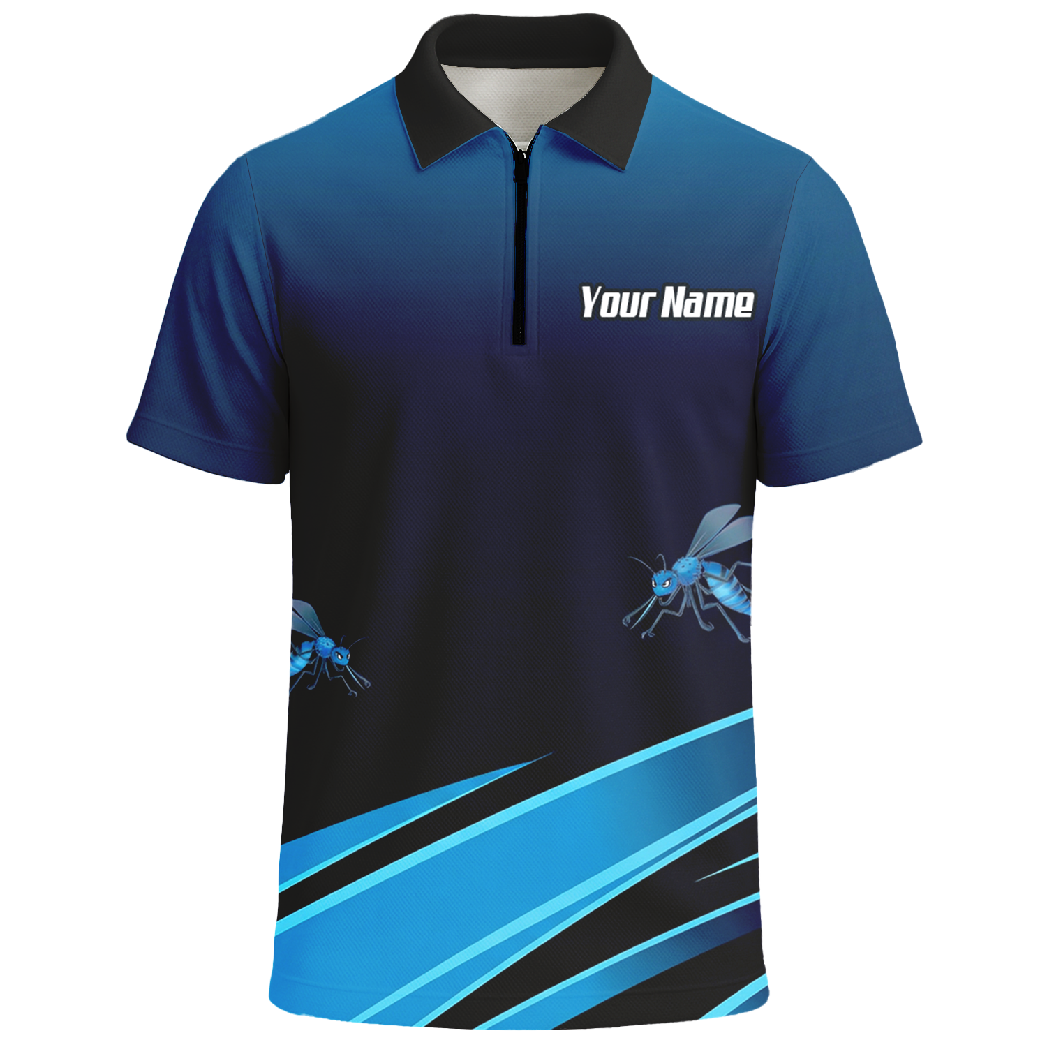 Personalised Wasp Hornet Dart Jersey Polo and Zipper Blue Black For Men H2250 - Polo -w Zipper Yes