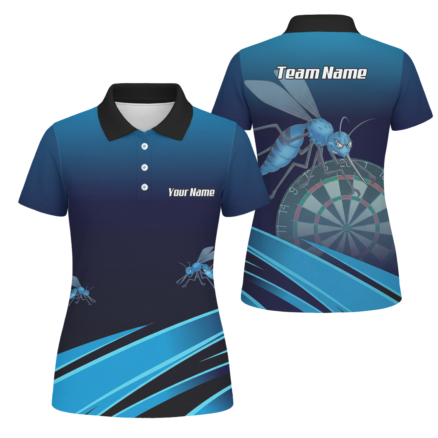 Personalised Wasp Hornet Dart Jersey Polo and Zipper Blue Black For Women H2250 - Polo Yes
