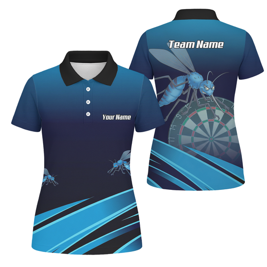 Personalised Wasp Hornet Dart Jersey Polo and Zipper Blue Black For Women H2250 - Polo Yes