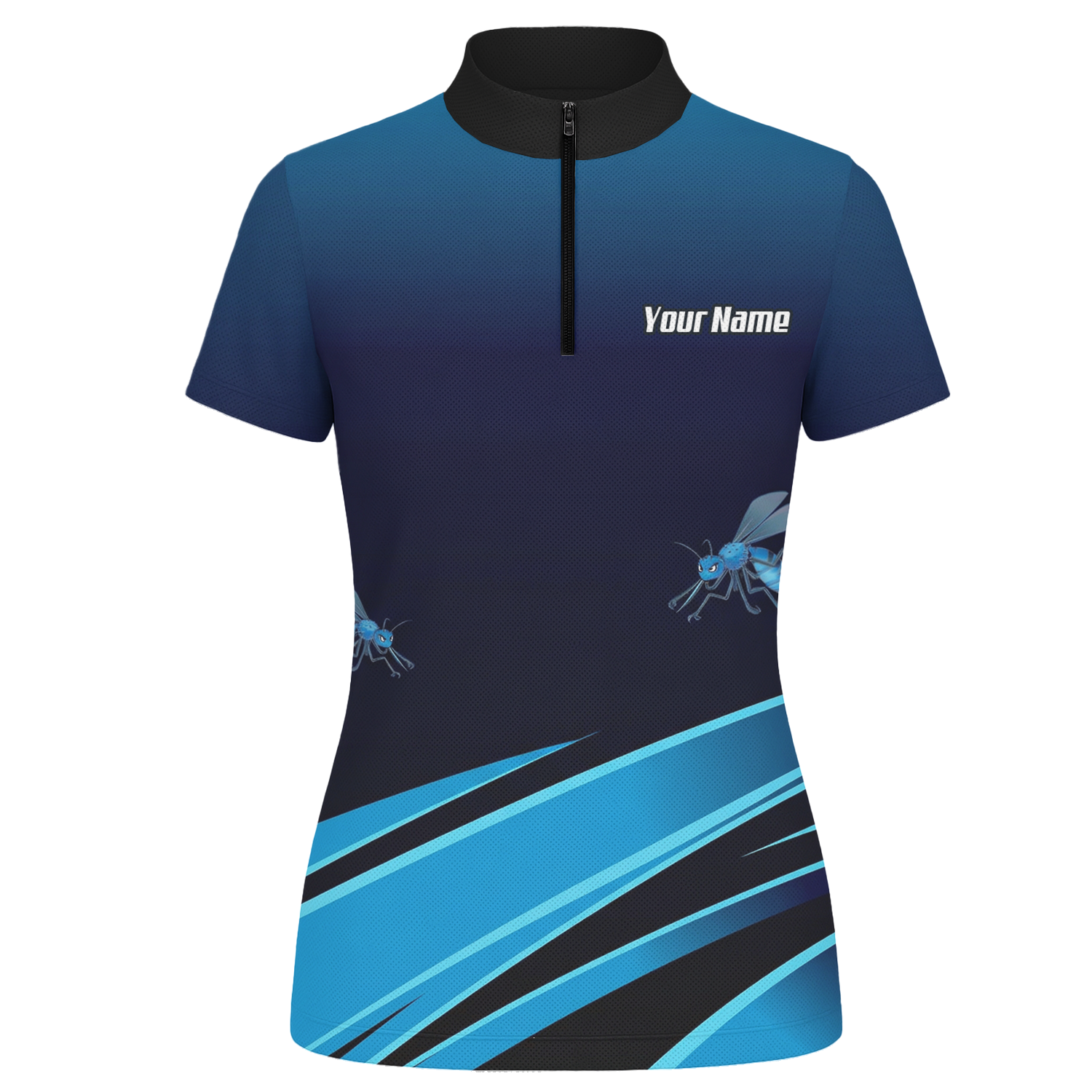 Personalised Wasp Hornet Dart Jersey Polo and Zipper Blue Black For Women H2250 - Zipper Yes