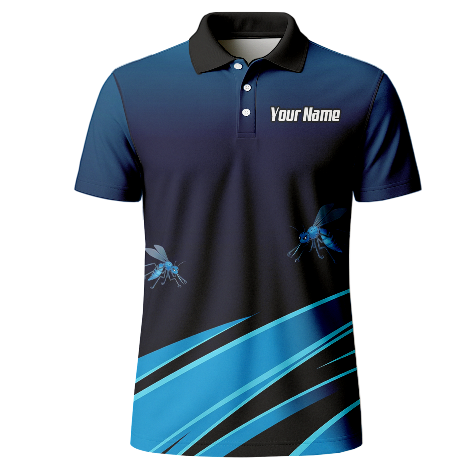 Personalised Wasp Hornet Dart Jersey Polo and Zipper Blue Black For Men H2250