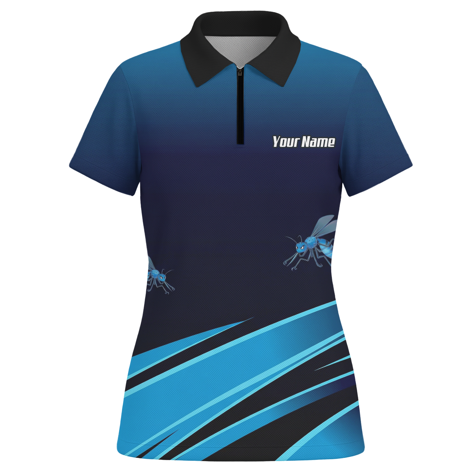 Personalised Wasp Hornet Dart Jersey Polo and Zipper Blue Black For Women H2250 - Polo -w Zipper Yes