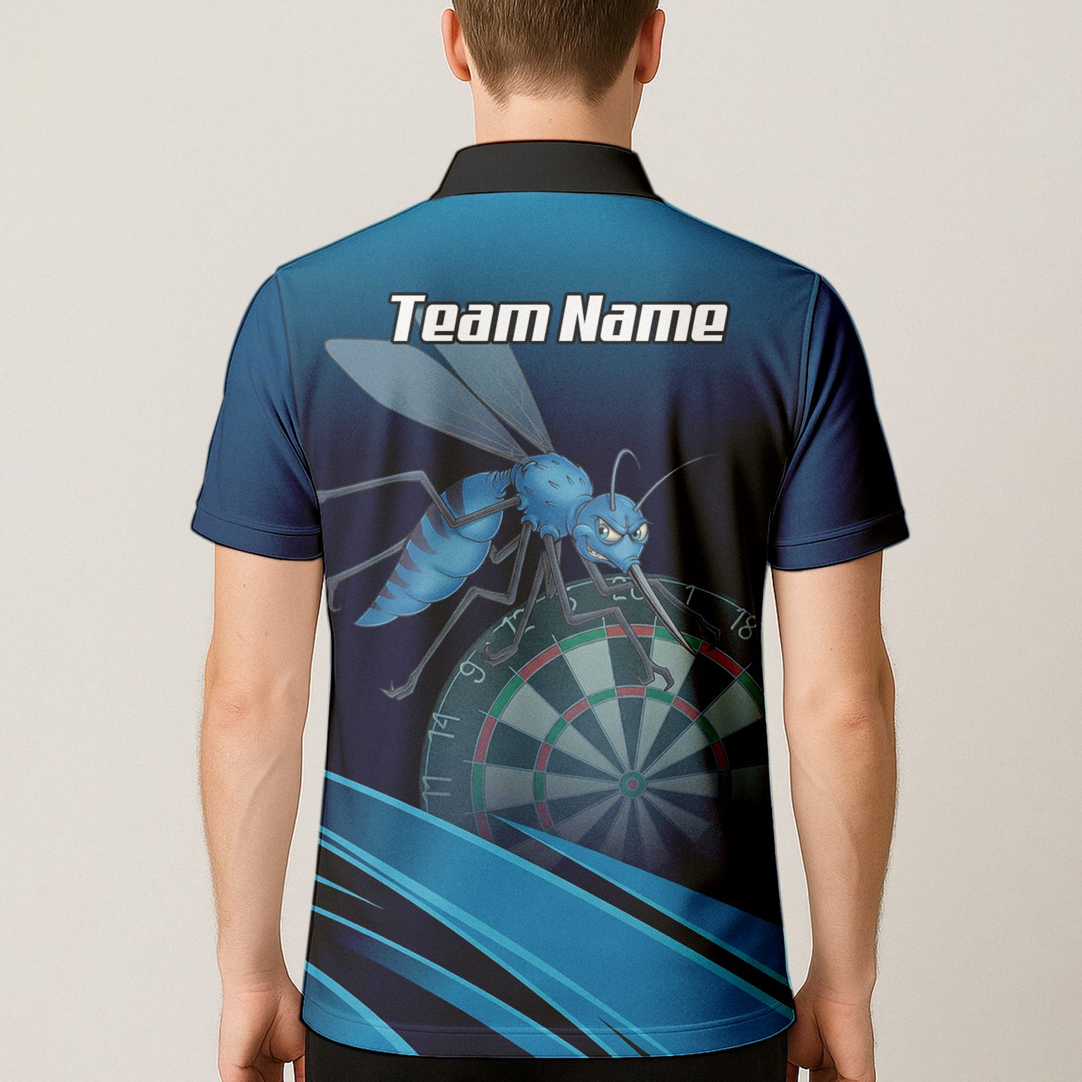 Personalised Wasp Hornet Dart Jersey Polo and Zipper Blue Black For Men H2250