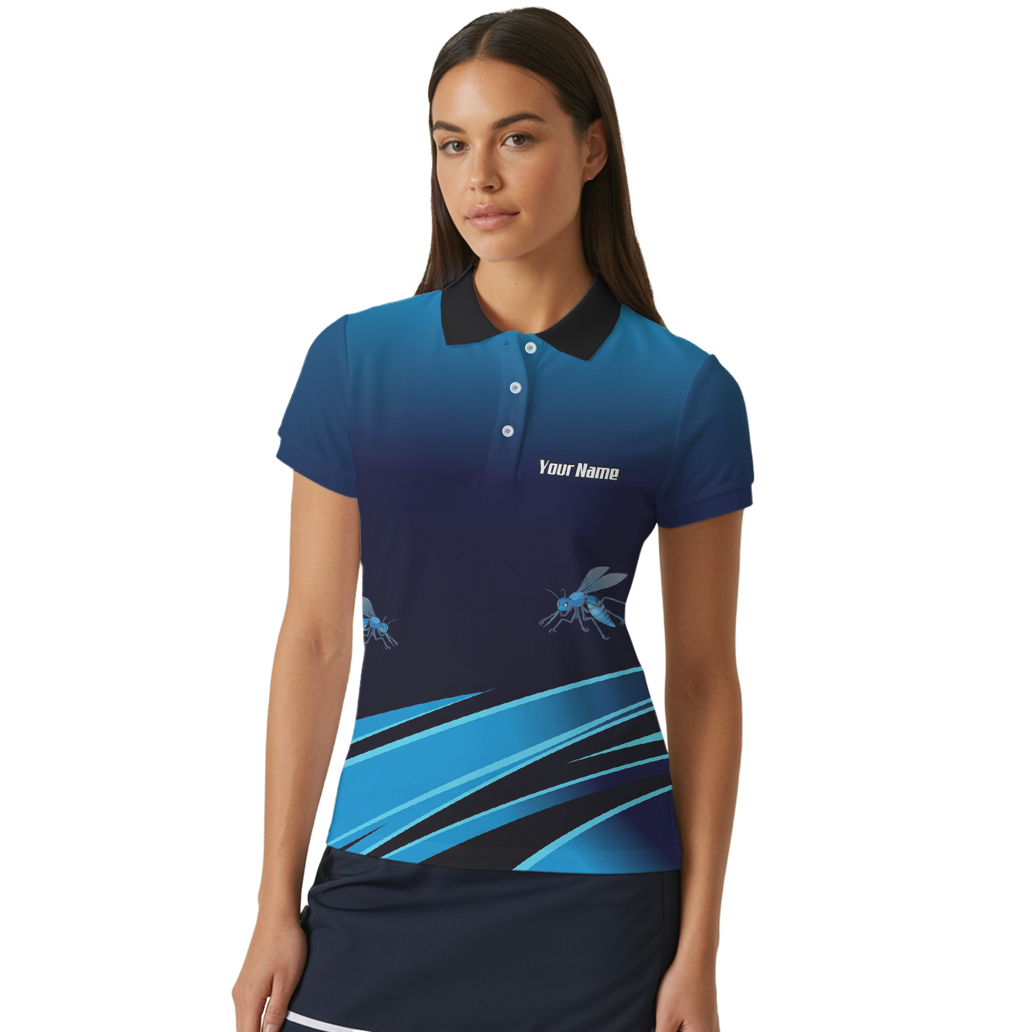 Personalised Wasp Hornet Dart Jersey Polo and Zipper Blue Black For Women H2250