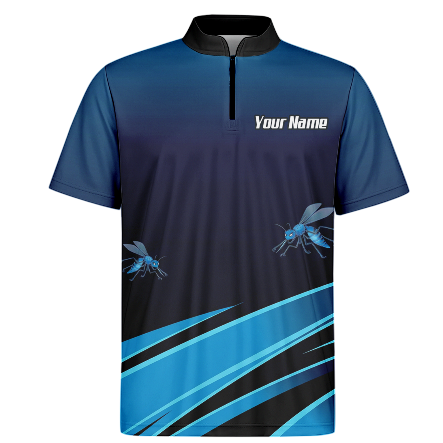 Personalised Wasp Hornet Dart Jersey Polo and Zipper Blue Black For Men H2250