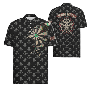 Herenpoloshirt met schedels en gekruiste darts, Spooky Dart Jersey voor heren H2341