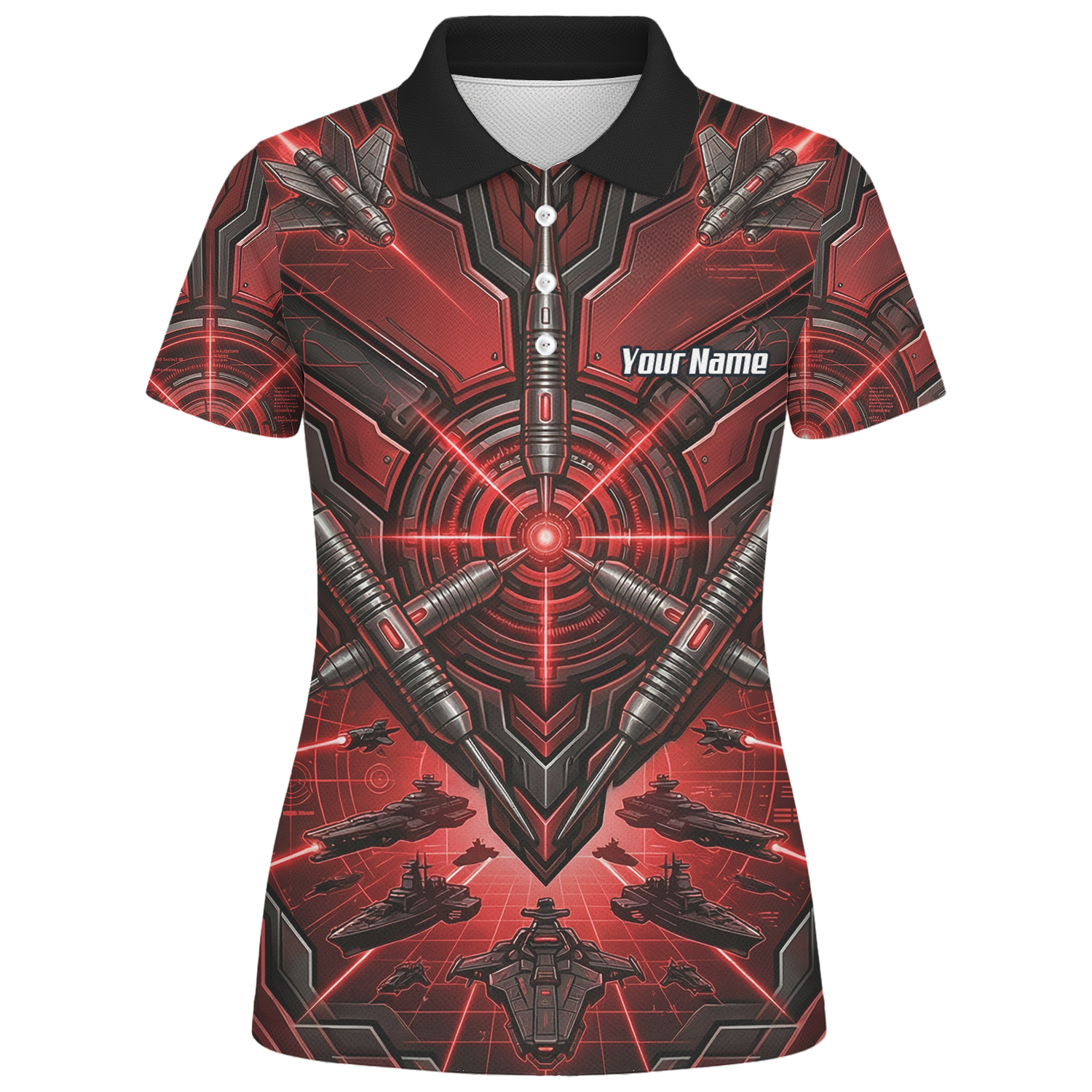 Personalised Red Black Futuristic Sci-Fi Dart Jersey for Women Custom Darts Polo Shirt H6778