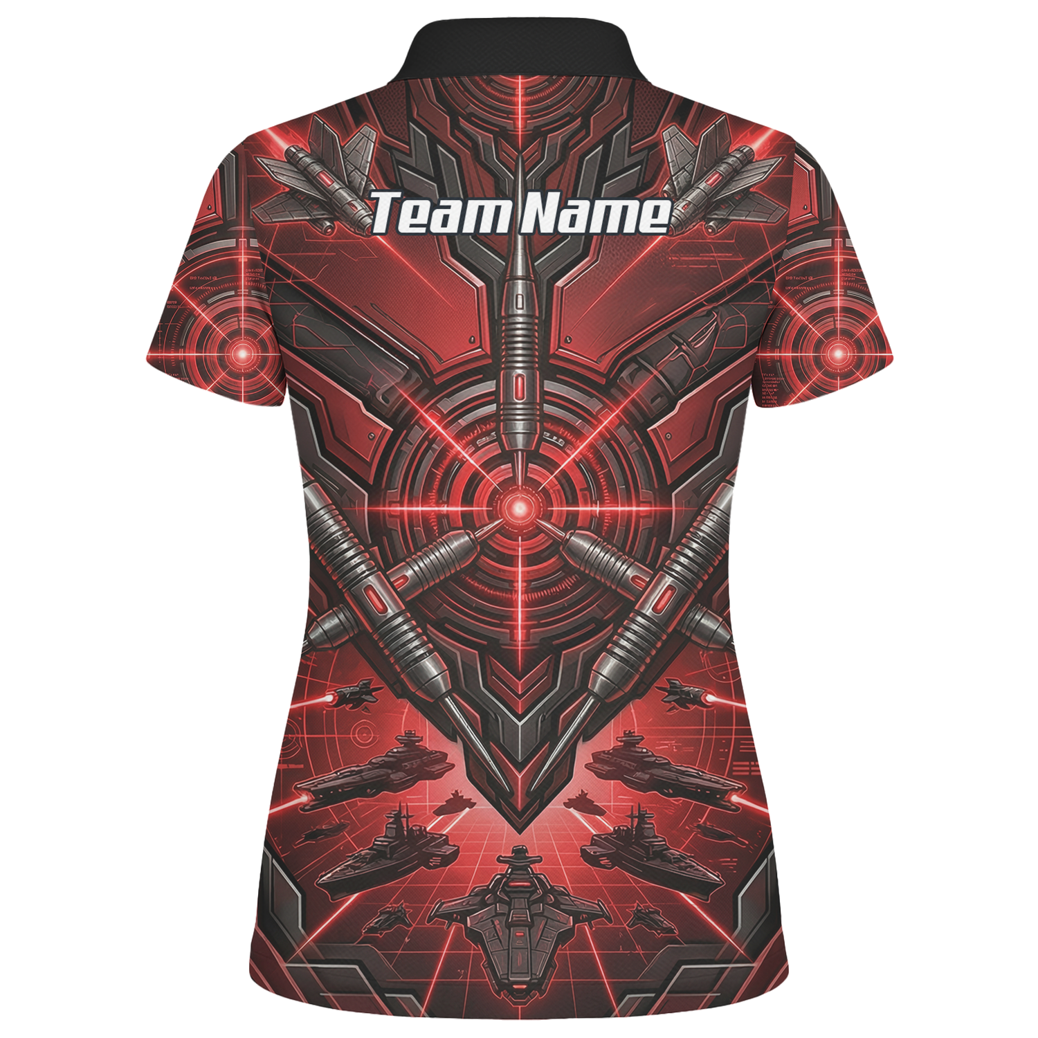 Personalised Red Black Futuristic Sci-Fi Dart Jersey for Women Custom Darts Polo Shirt H6778