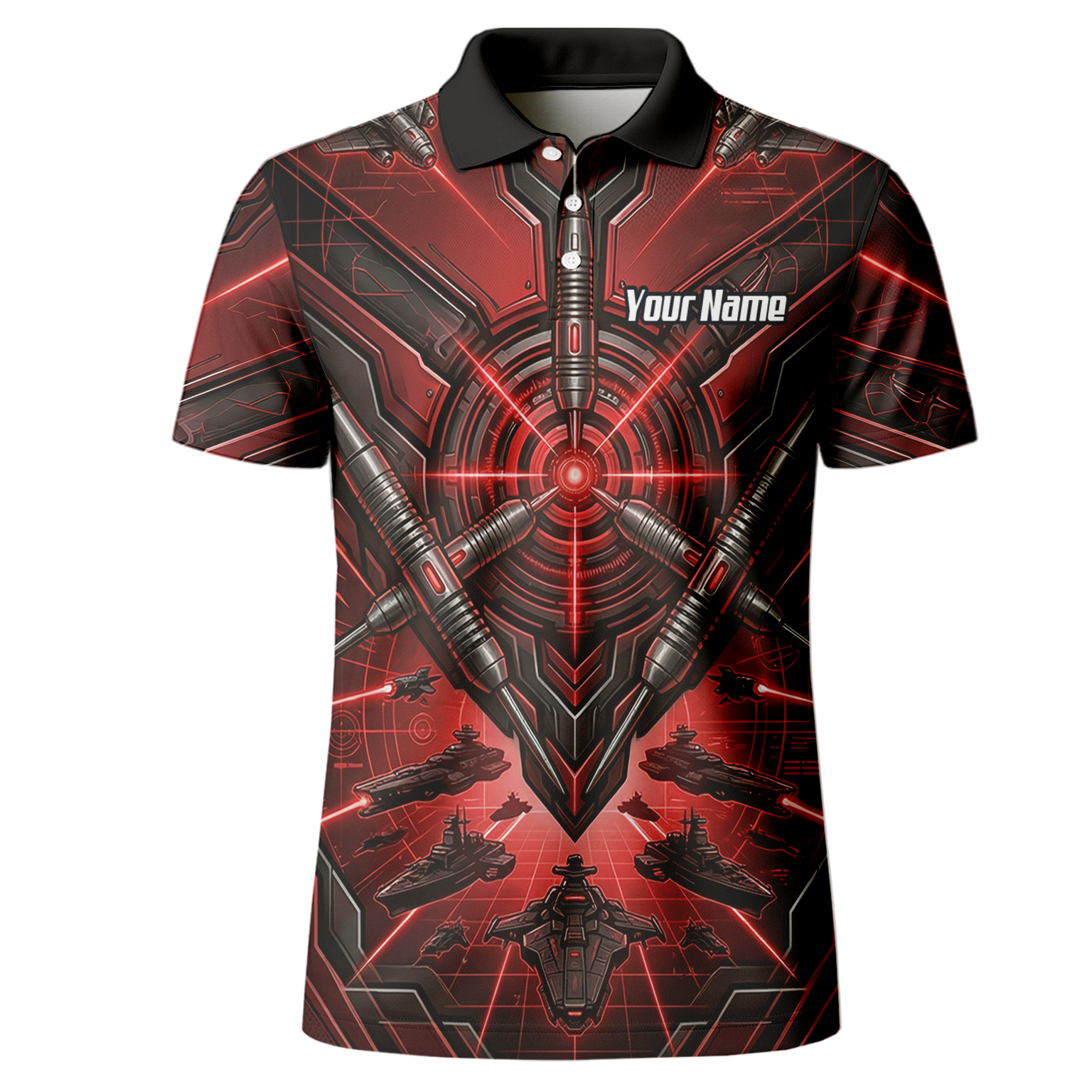 Personalised Red Black Futuristic Sci-Fi Dart Jersey for Men Custom Darts Polo Shirt H6778